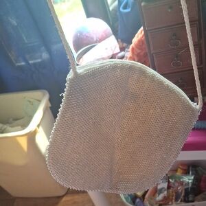 Chic White Beaded Kids Bag